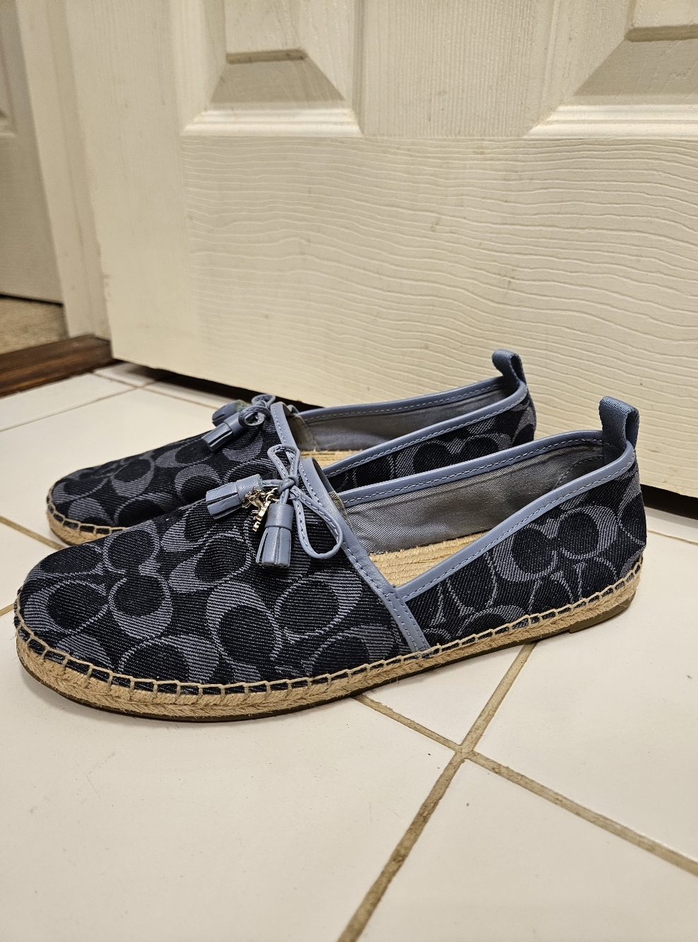 Coach carson Espadrilles signature blue denim shoes womens size 9.5